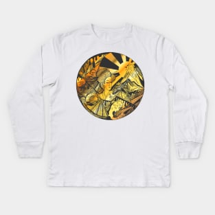 Gold Dreaming of Japan Kids Long Sleeve T-Shirt